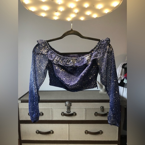 Revolve By The Way Blue Celestial Crop Top XS - Picture 3 of 6